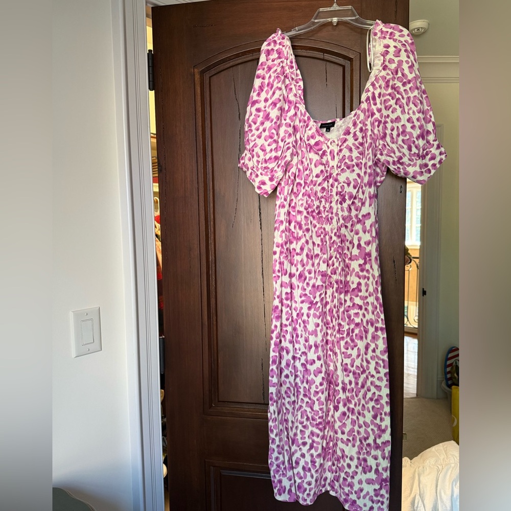 Who What Wear Pink and White Long Sleeve Dress